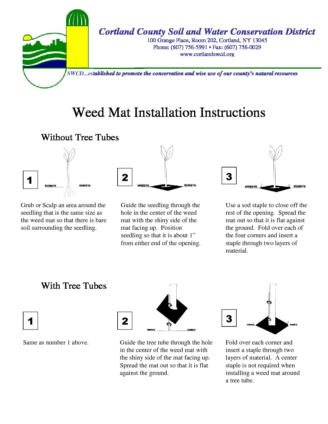 Weed Mat Installation Instructions Soil & Water